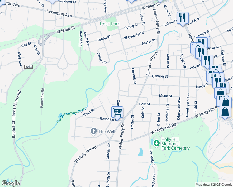 map of restaurants, bars, coffee shops, grocery stores, and more near 508 Concord Street in Thomasville