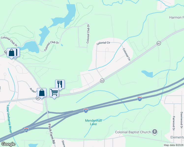 map of restaurants, bars, coffee shops, grocery stores, and more near 4904 Colonial Circle in Trinity