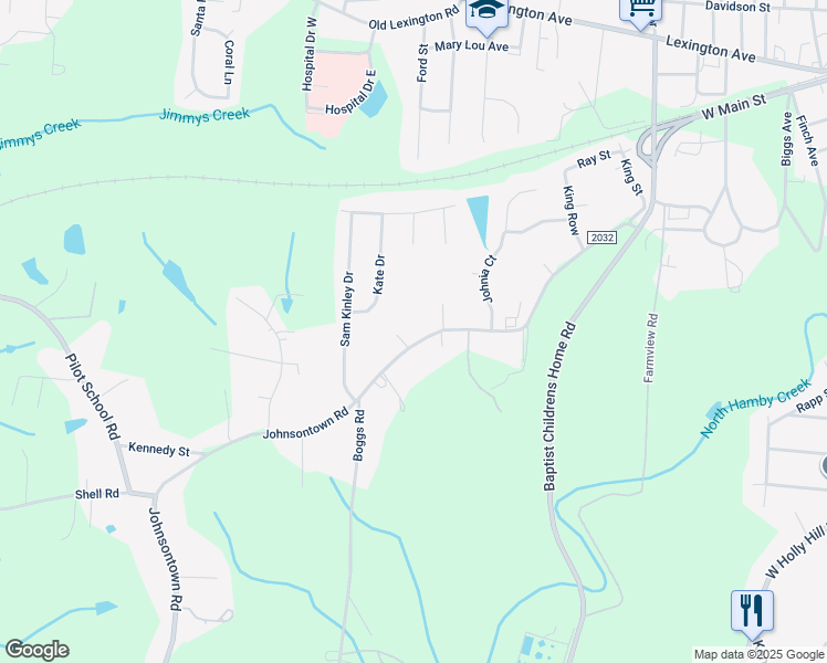 map of restaurants, bars, coffee shops, grocery stores, and more near 1052 Johnsontown Road in Thomasville