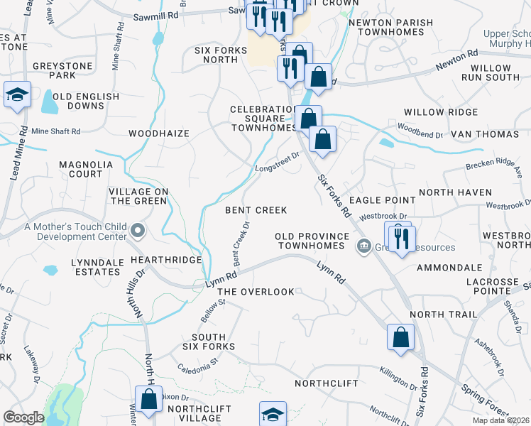 map of restaurants, bars, coffee shops, grocery stores, and more near 6718 Chauncey Drive in Raleigh