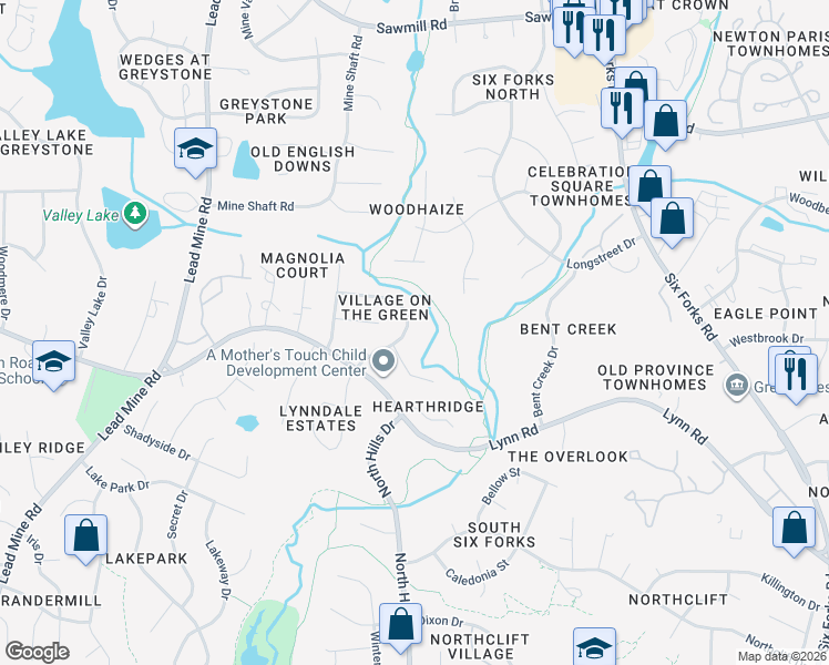 map of restaurants, bars, coffee shops, grocery stores, and more near 7231 Shellburne Drive in Raleigh