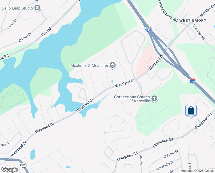 map of restaurants, bars, coffee shops, grocery stores, and more near 1019 Andover View Lane in Knoxville