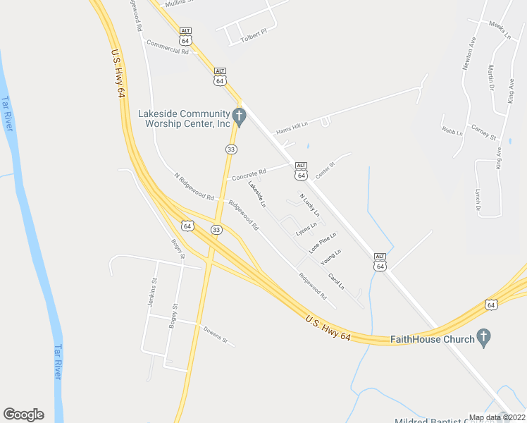 map of restaurants, bars, coffee shops, grocery stores, and more near 140 Lakeside Lane in Tarboro