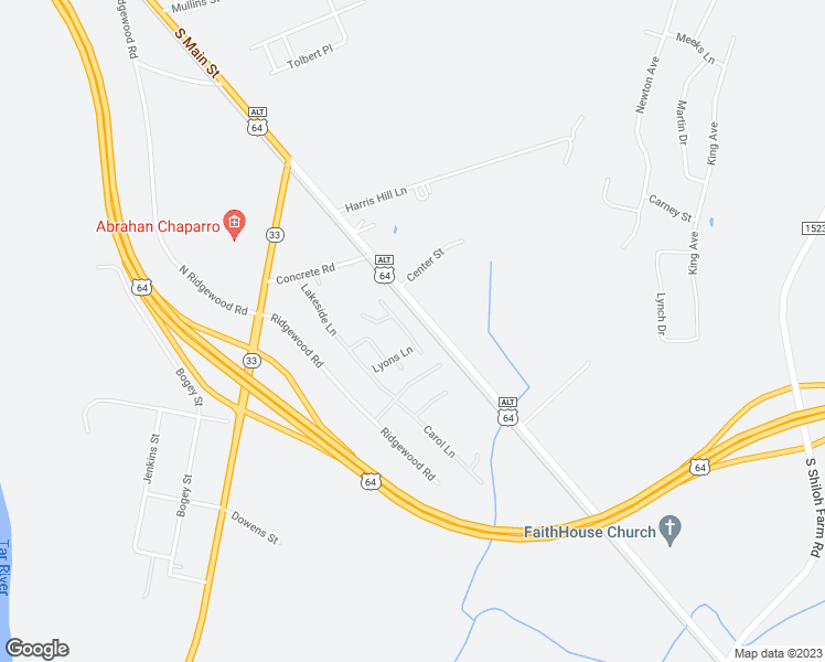 map of restaurants, bars, coffee shops, grocery stores, and more near 26 North Lucky Lane in Tarboro