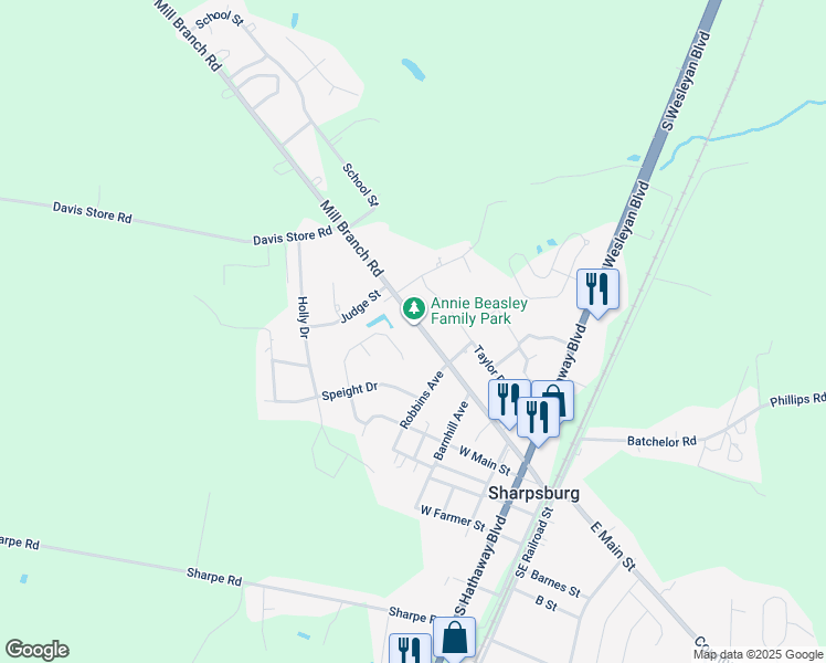 map of restaurants, bars, coffee shops, grocery stores, and more near 701 Mill Branch Road in Rocky Mount