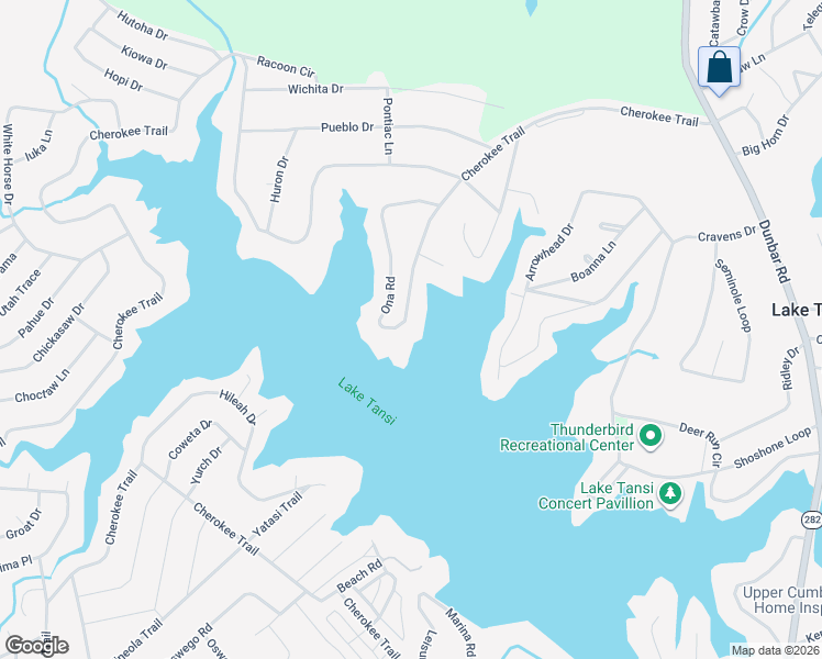 map of restaurants, bars, coffee shops, grocery stores, and more near 2111 Ona Road in Crossville