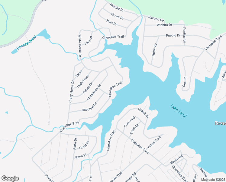 map of restaurants, bars, coffee shops, grocery stores, and more near 8736 Cherokee Trail in Crossville