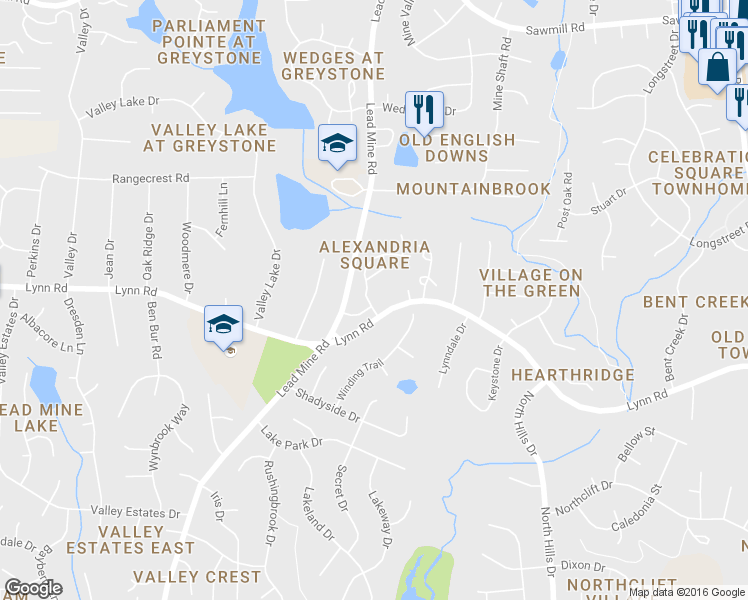 map of restaurants, bars, coffee shops, grocery stores, and more near 6714 Middleboro Drive in Raleigh