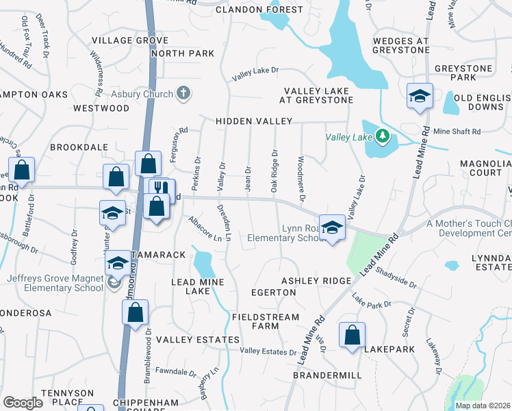 map of restaurants, bars, coffee shops, grocery stores, and more near 1809 Lynn Road in Raleigh