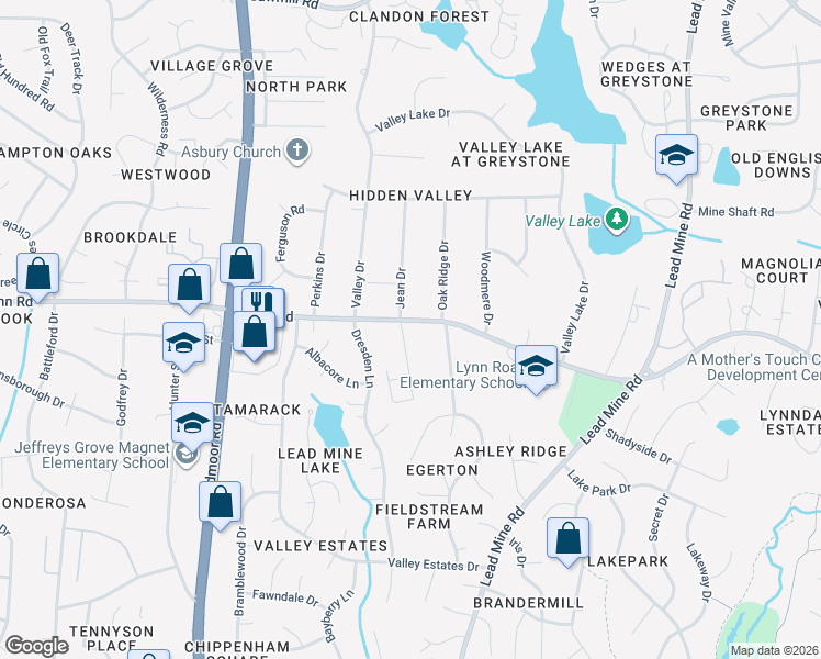 map of restaurants, bars, coffee shops, grocery stores, and more near 1809 Lynn Road in Raleigh