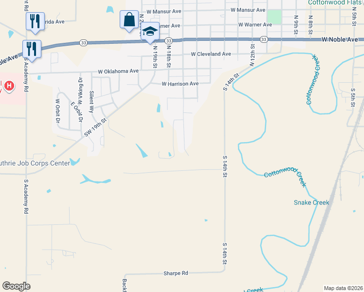 map of restaurants, bars, coffee shops, grocery stores, and more near 607 Lombardy Road in Guthrie