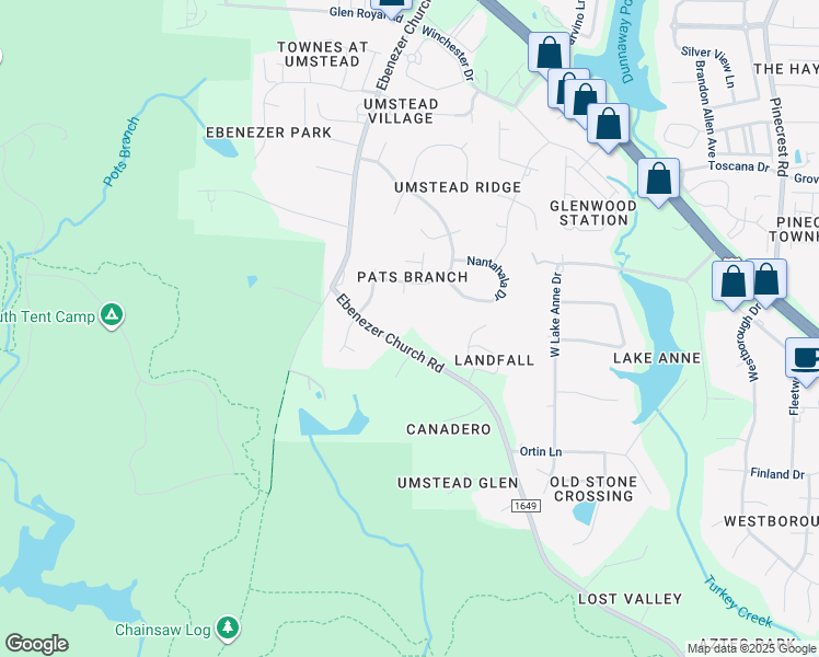 map of restaurants, bars, coffee shops, grocery stores, and more near 7508 Ebenezer Church Road in Raleigh