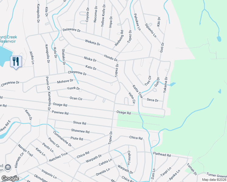map of restaurants, bars, coffee shops, grocery stores, and more near 1171 Mohave Drive in Crossville
