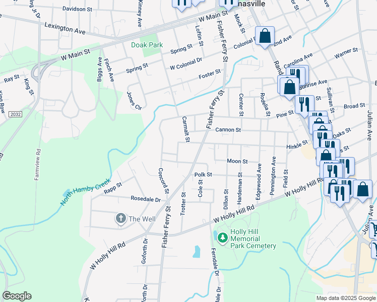 map of restaurants, bars, coffee shops, grocery stores, and more near 508 Fisher Ferry Street in Thomasville