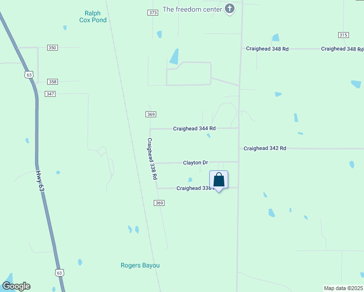 map of restaurants, bars, coffee shops, grocery stores, and more near 275 County Road 344 in Jonesboro
