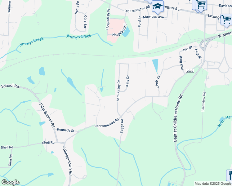 map of restaurants, bars, coffee shops, grocery stores, and more near 125 Sam Kinley Drive in Thomasville