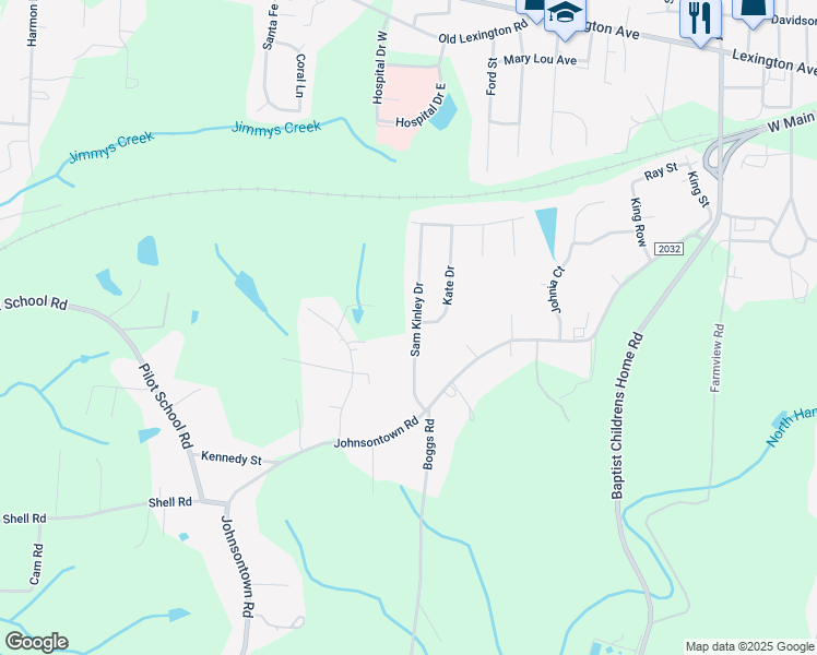 map of restaurants, bars, coffee shops, grocery stores, and more near 125 Sam Kinley Drive in Thomasville