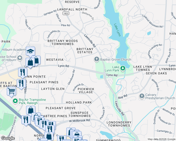 map of restaurants, bars, coffee shops, grocery stores, and more near 6648 Mafolie Court in Raleigh