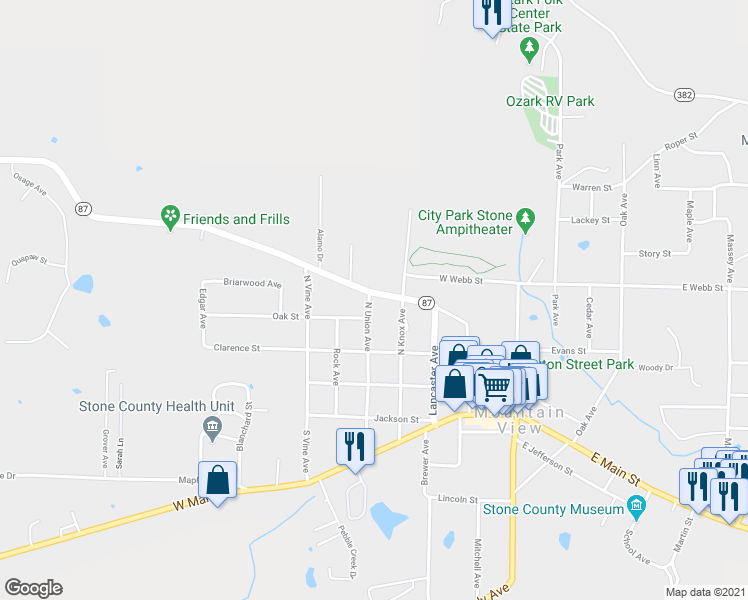 map of restaurants, bars, coffee shops, grocery stores, and more near 407 North Union Avenue in Mountain View