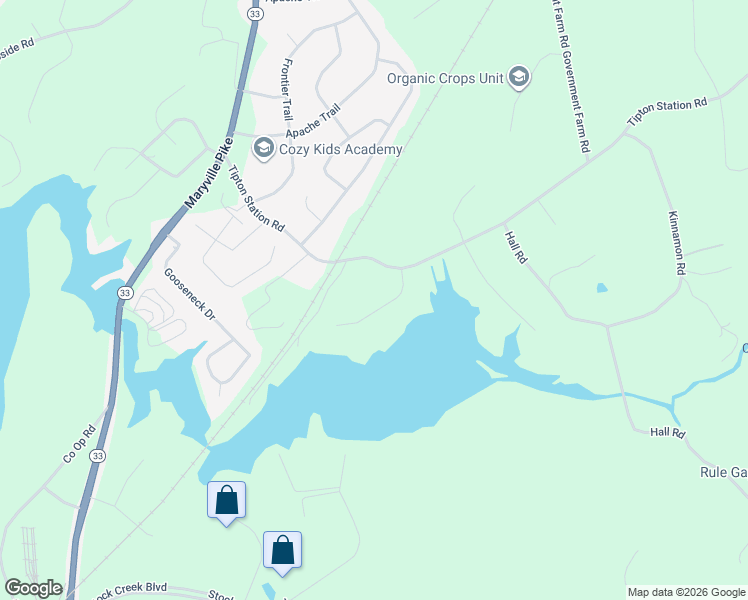 map of restaurants, bars, coffee shops, grocery stores, and more near 7635 Torch Lane in Knoxville