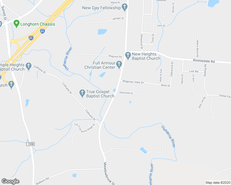 map of restaurants, bars, coffee shops, grocery stores, and more near 4949 Meadowbrook Drive in Trinity