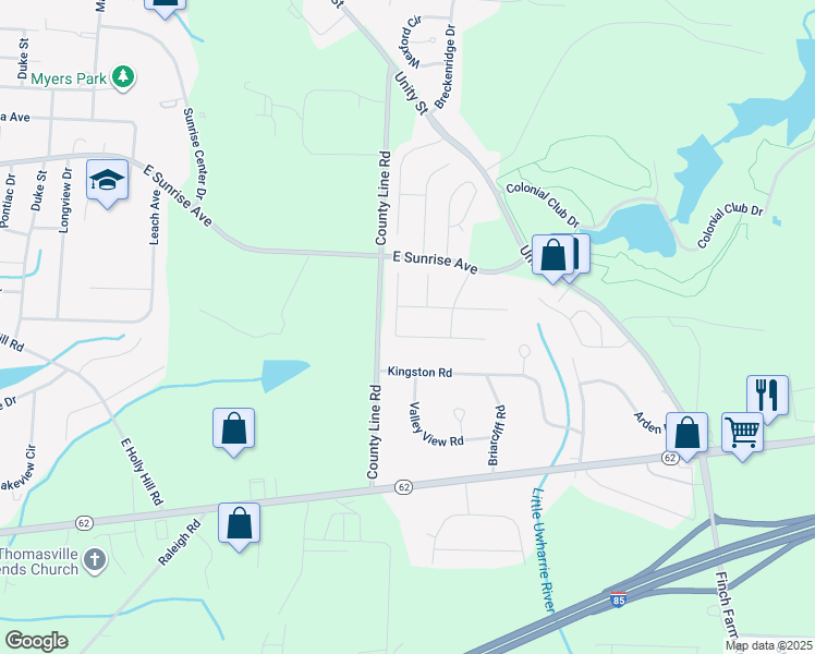 map of restaurants, bars, coffee shops, grocery stores, and more near 7051 Texas Boulevard in Thomasville