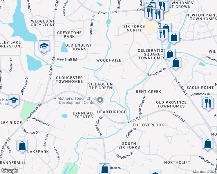 map of restaurants, bars, coffee shops, grocery stores, and more near 7246 Shellburne Drive in Raleigh
