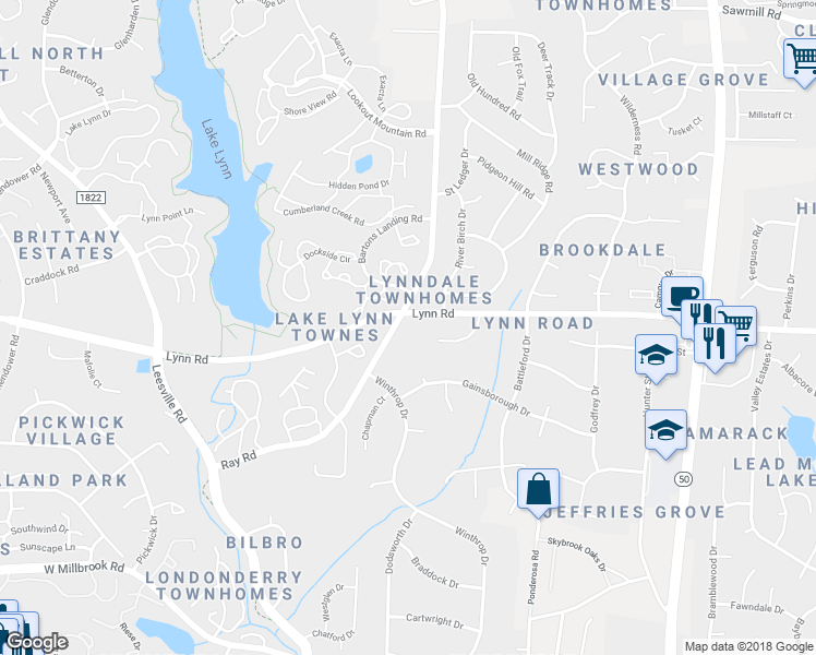 map of restaurants, bars, coffee shops, grocery stores, and more near 6828 Ray Road in Raleigh