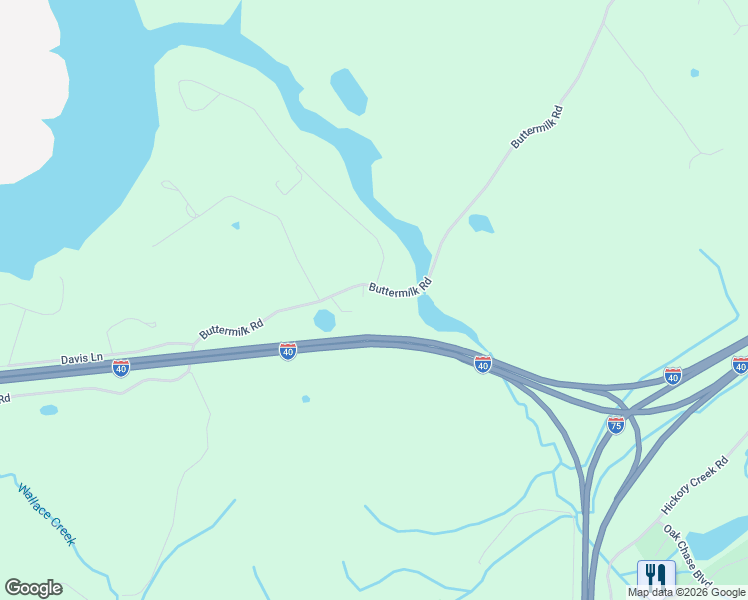 map of restaurants, bars, coffee shops, grocery stores, and more near 15950 Buttermilk Road in Lenoir City