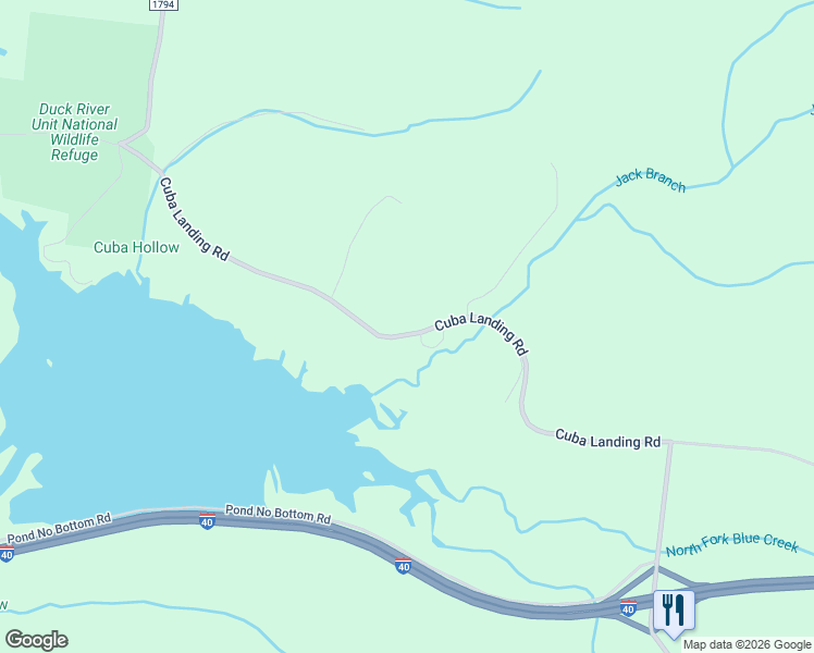 map of restaurants, bars, coffee shops, grocery stores, and more near 7141 Cuba Landing Road in Waverly