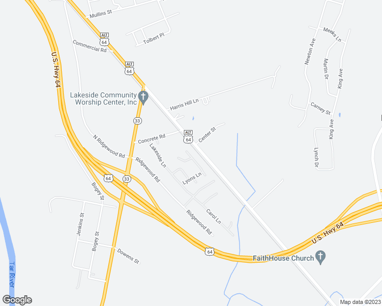 map of restaurants, bars, coffee shops, grocery stores, and more near 104 North Lucky Lane in Tarboro