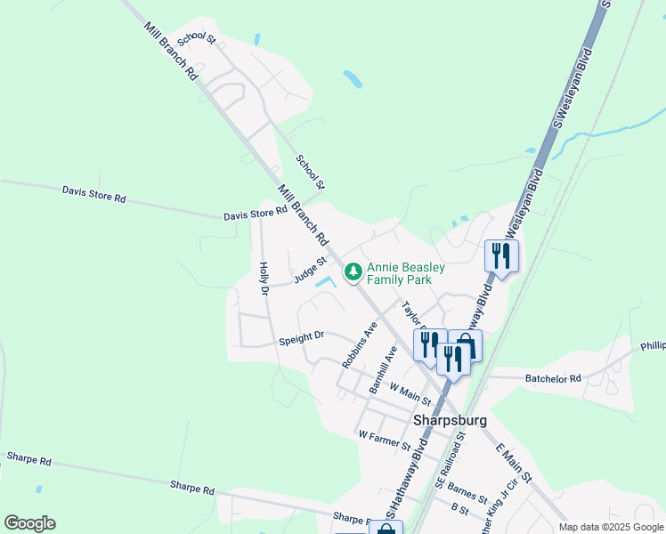 map of restaurants, bars, coffee shops, grocery stores, and more near 184 Kentucky Court in Sharpsburg