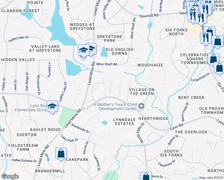 map of restaurants, bars, coffee shops, grocery stores, and more near 6701 Magnolia Court in Raleigh
