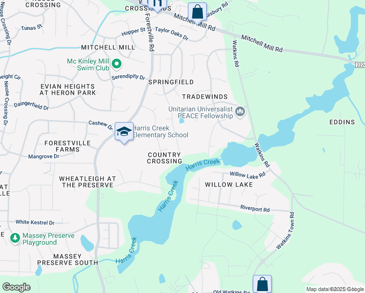 map of restaurants, bars, coffee shops, grocery stores, and more near 3949 Tyler Bluff Lane in Raleigh