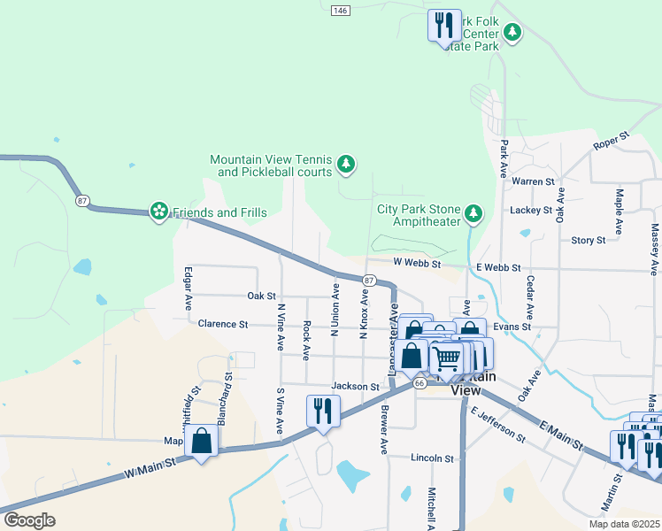 map of restaurants, bars, coffee shops, grocery stores, and more near 407 North Union Avenue in Mountain View