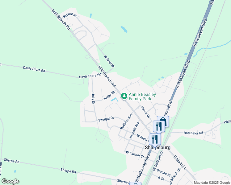 map of restaurants, bars, coffee shops, grocery stores, and more near 804 Mill Branch Road in Rocky Mount