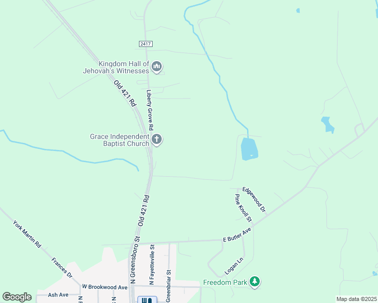 map of restaurants, bars, coffee shops, grocery stores, and more near Ramseur Julian Road in Liberty
