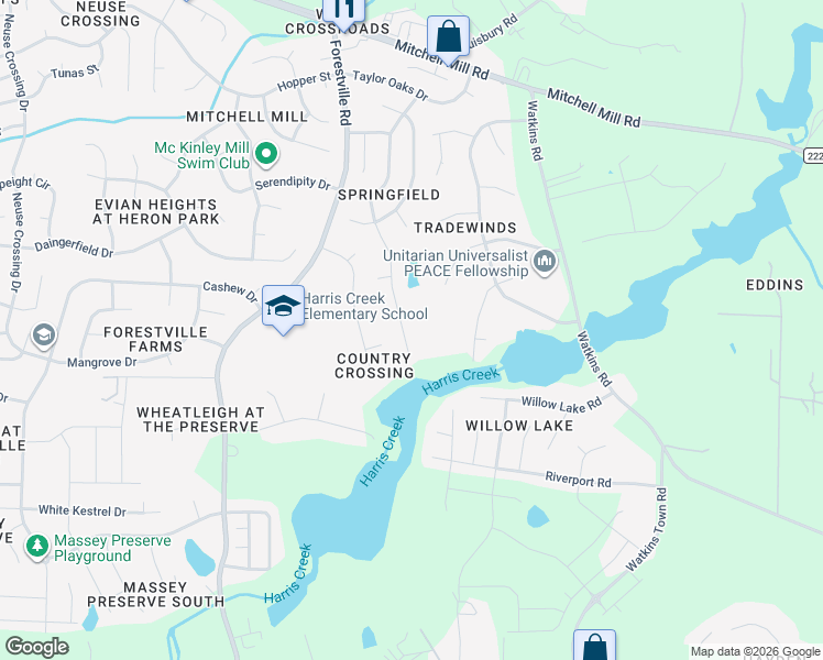 map of restaurants, bars, coffee shops, grocery stores, and more near 3929 Tyler Bluff Lane in Raleigh