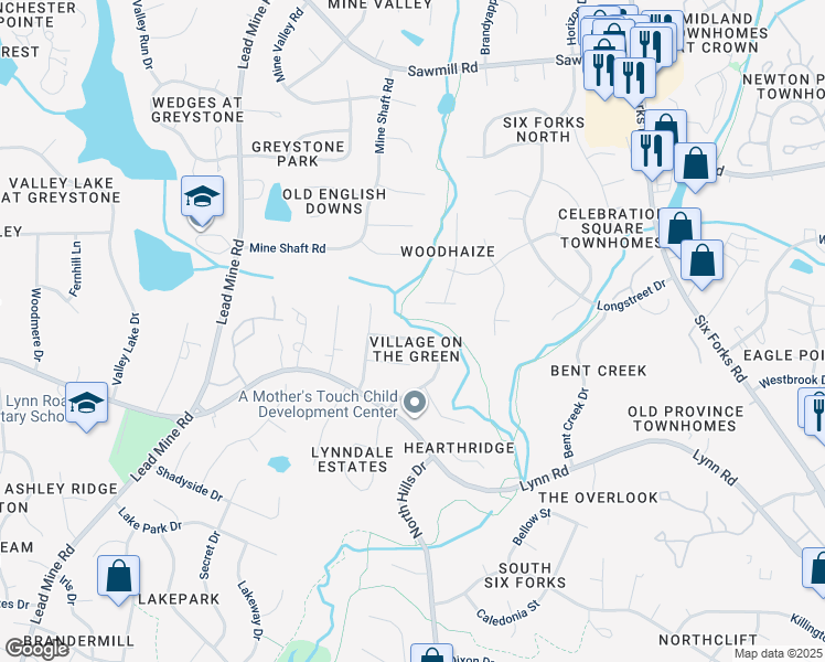 map of restaurants, bars, coffee shops, grocery stores, and more near 7304 Shellburne Drive in Raleigh