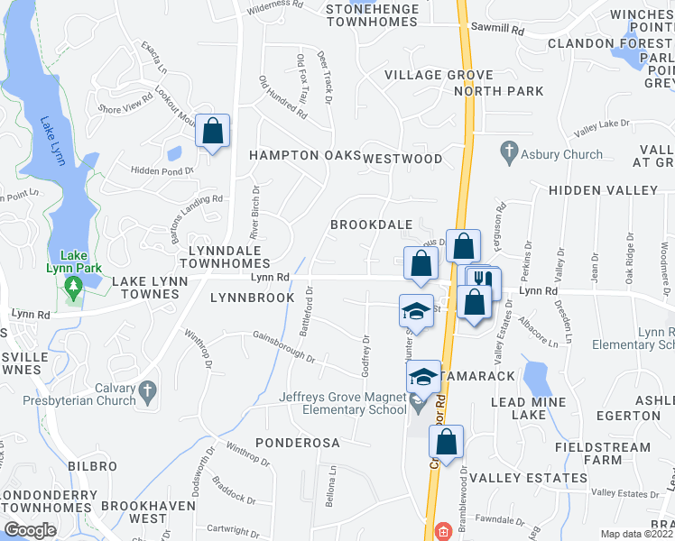 map of restaurants, bars, coffee shops, grocery stores, and more near 2612 Valley Woods Court in Raleigh