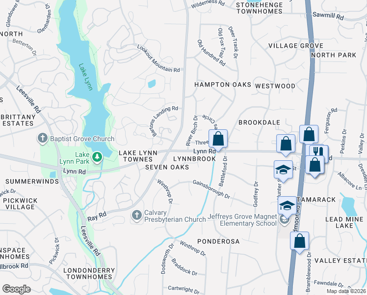 map of restaurants, bars, coffee shops, grocery stores, and more near 6909 River Birch Drive in Raleigh