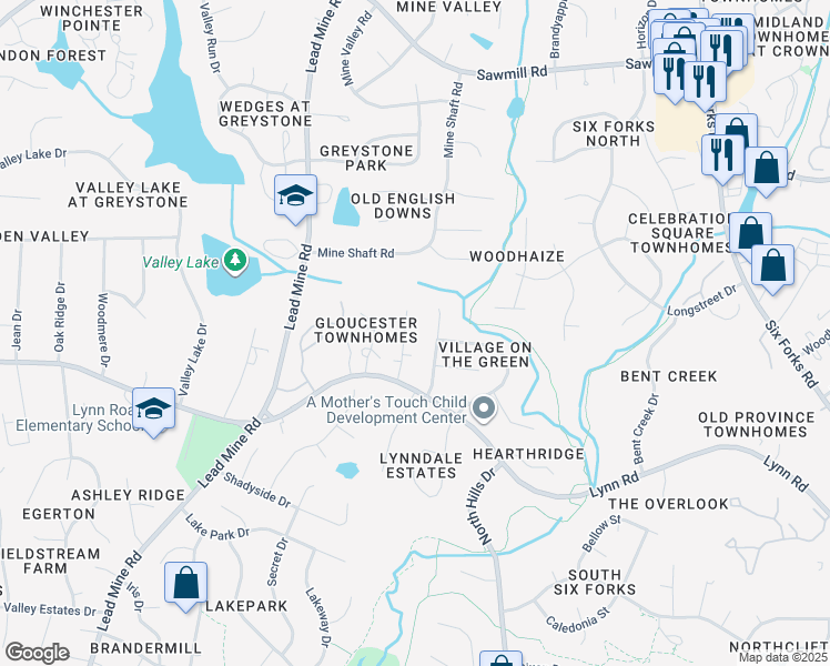 map of restaurants, bars, coffee shops, grocery stores, and more near 7309 Summerland Drive in Raleigh