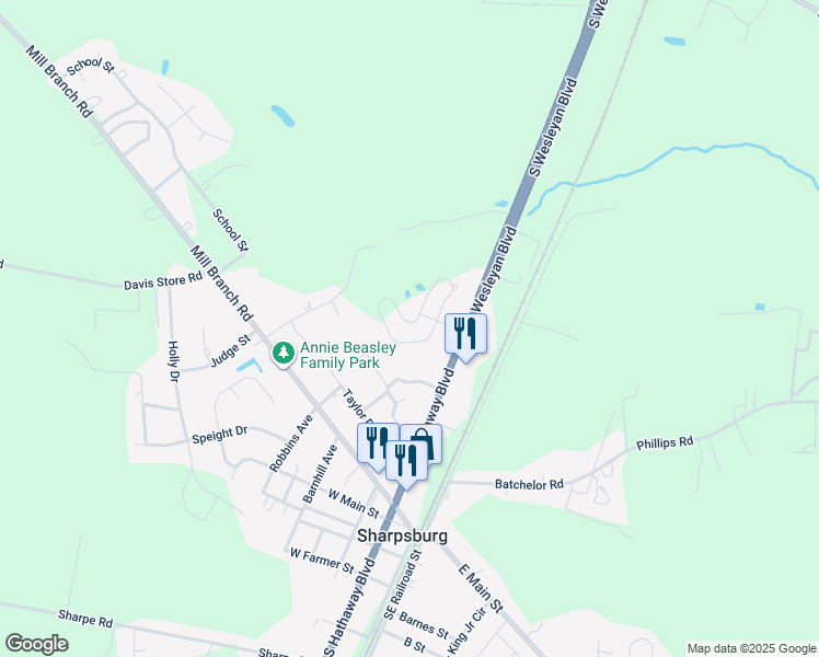 map of restaurants, bars, coffee shops, grocery stores, and more near 665 Hilltop Drive in Rocky Mount