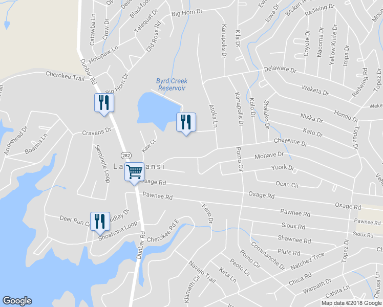 map of restaurants, bars, coffee shops, grocery stores, and more near 5033 Cheyenne Drive in Crossville