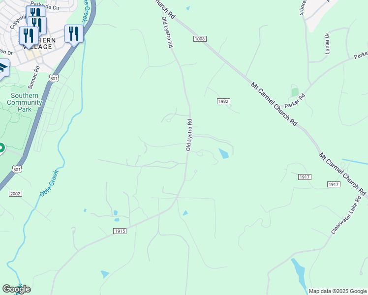 map of restaurants, bars, coffee shops, grocery stores, and more near 941 Lystra Lane in Chapel Hill