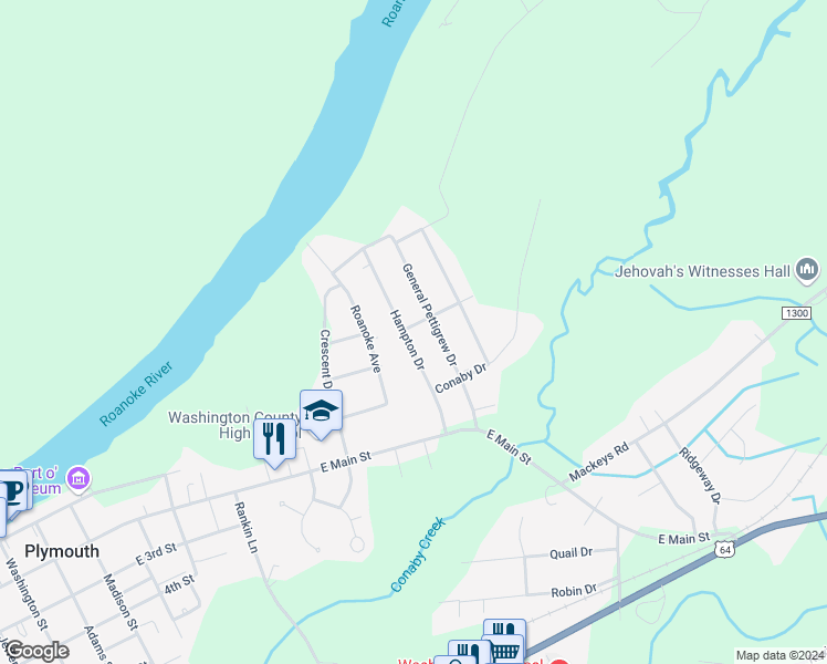 map of restaurants, bars, coffee shops, grocery stores, and more near 213 Hampton Drive in Plymouth