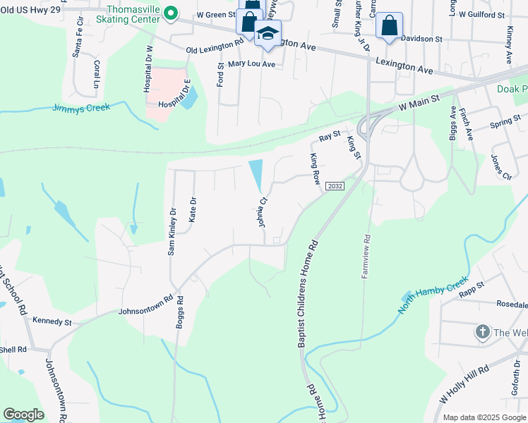 map of restaurants, bars, coffee shops, grocery stores, and more near 10 Johnia Court in Thomasville