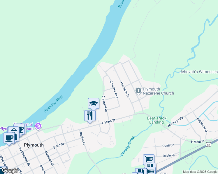 map of restaurants, bars, coffee shops, grocery stores, and more near 106 Kirk Avenue in Plymouth