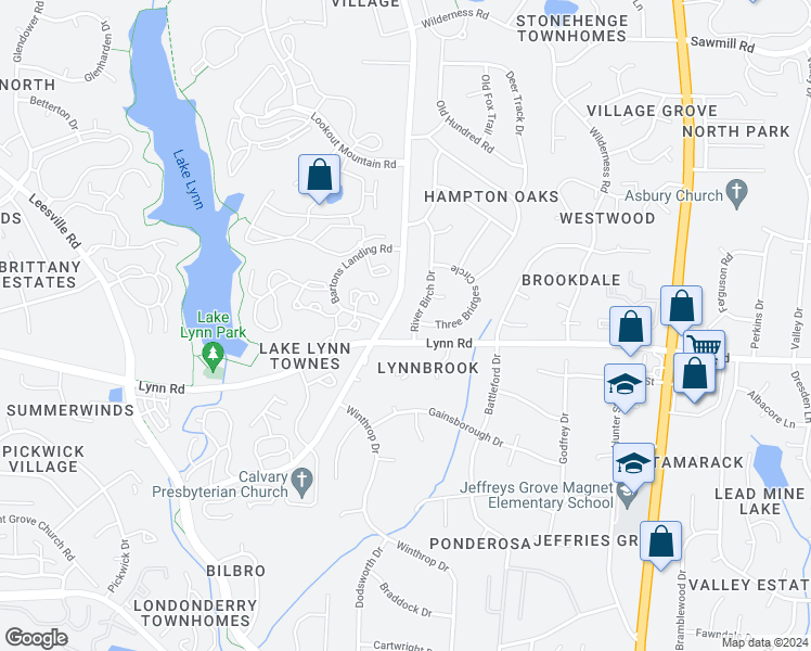 map of restaurants, bars, coffee shops, grocery stores, and more near 6905 River Birch Drive in Raleigh