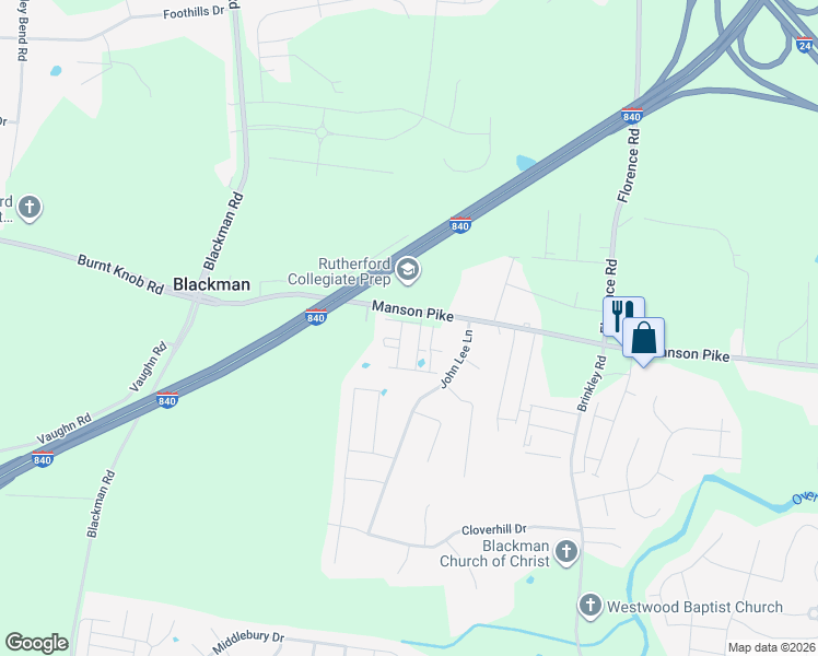 map of restaurants, bars, coffee shops, grocery stores, and more near in Murfreesboro